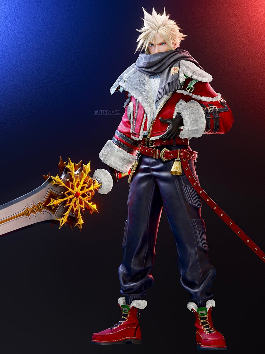 cloud strife (final fantasy and 2 more) drawn by trivia3d