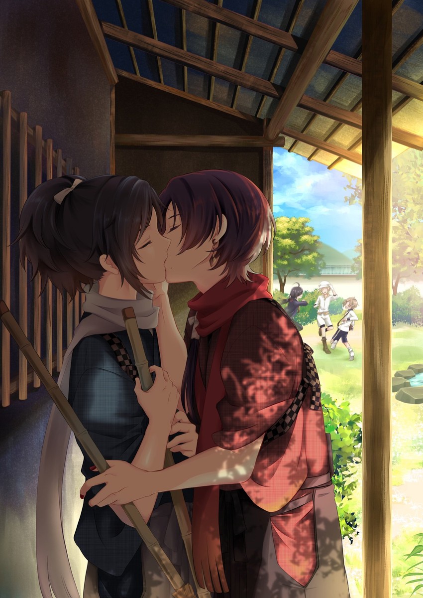 kashuu kiyomitsu, yamato-no-kami yasusada, namazuo toushirou, monoyoshi sadamune, and houchou toushirou (touken ranbu) drawn by kumaru_ayaka
