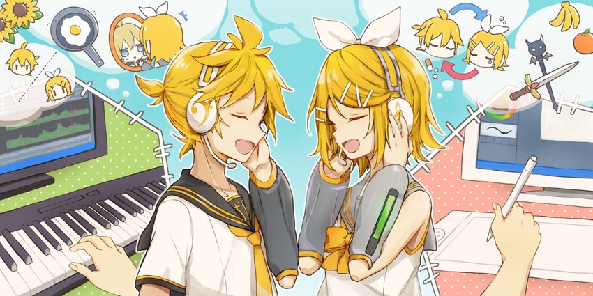 kagamine rin and kagamine len (vocaloid) drawn by utaori