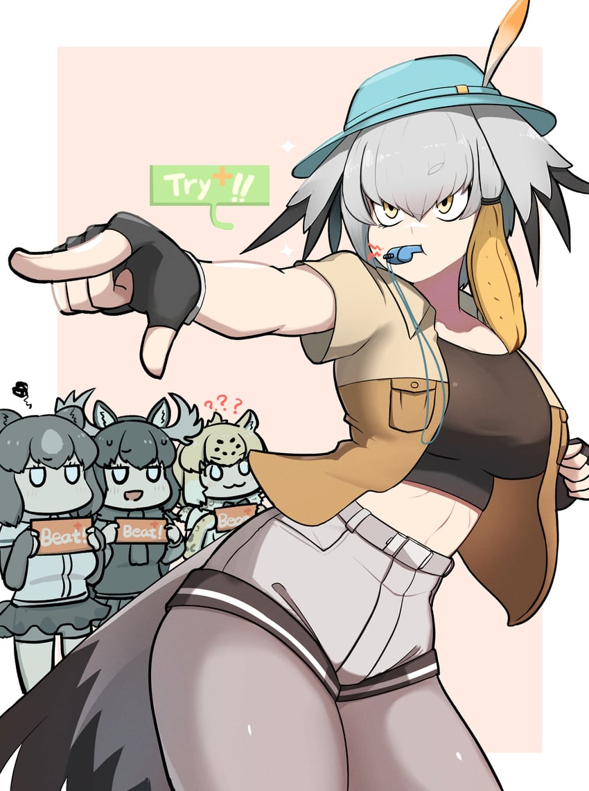 shoebill, captain, jaguar, brown bear, and moose (kemono friends and 1 more) drawn by john_(a2556349)