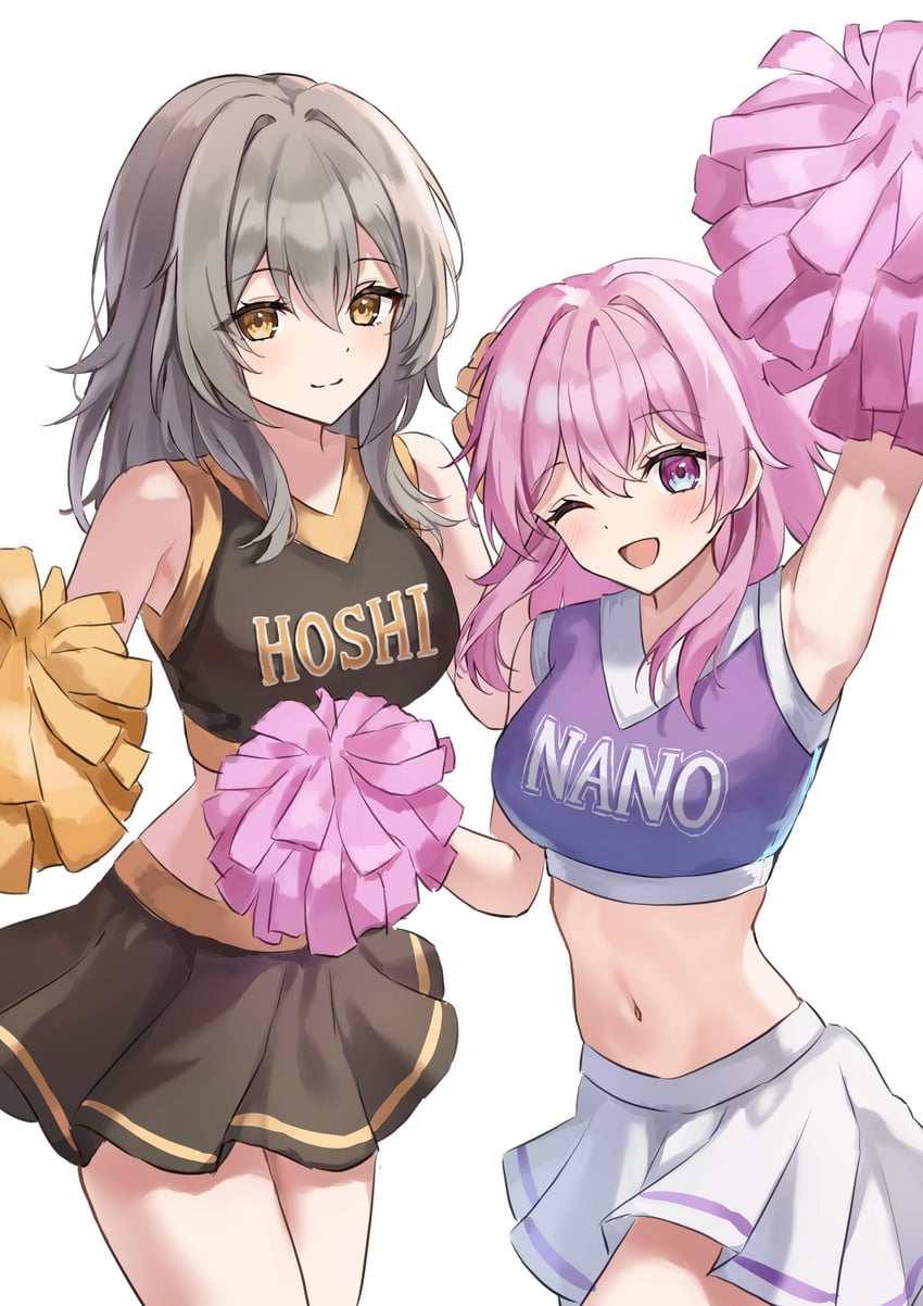 trailblazer, stelle, and march 7th (honkai and 1 more) drawn by k2_(kazu1030)