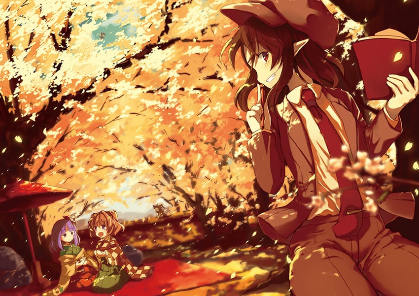 shameimaru aya, hieda no akyuu, and motoori kosuzu (touhou) drawn by watase_rei