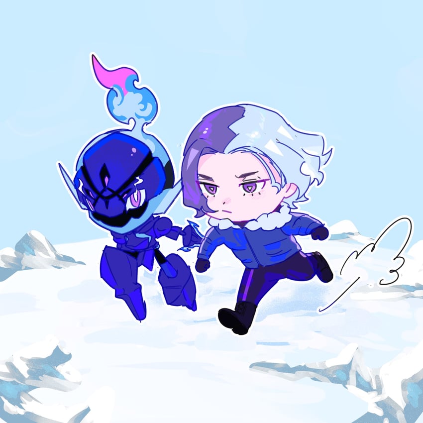 ceruledge and amethio (pokemon and 1 more) drawn by copituji
