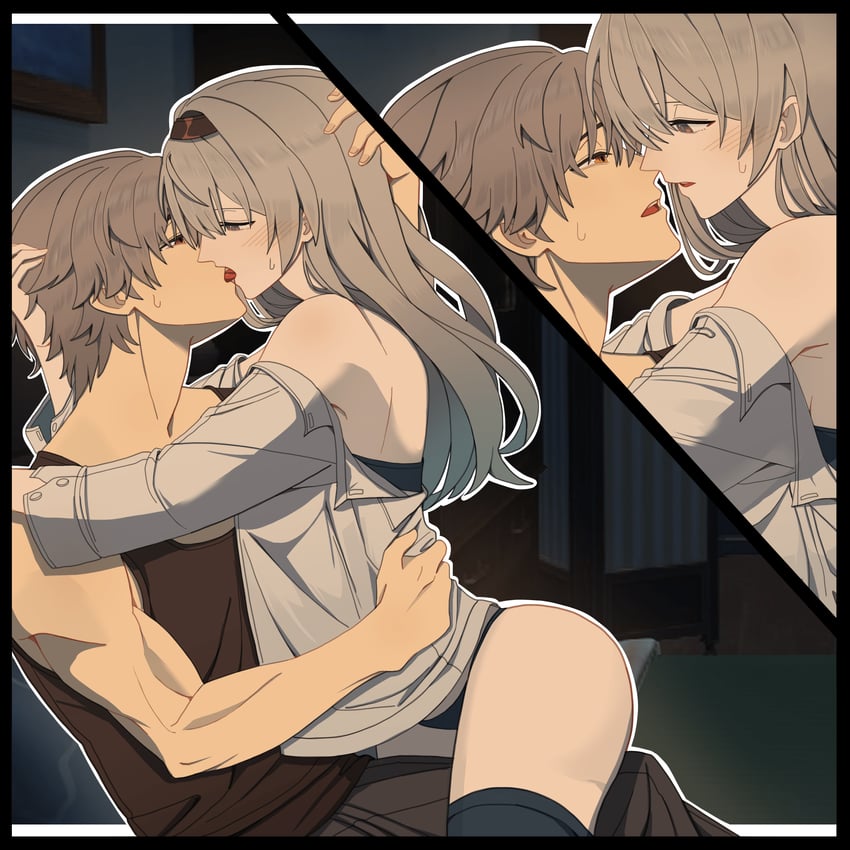 trailblazer, firefly, and caelus (honkai and 1 more) drawn by sieater07
