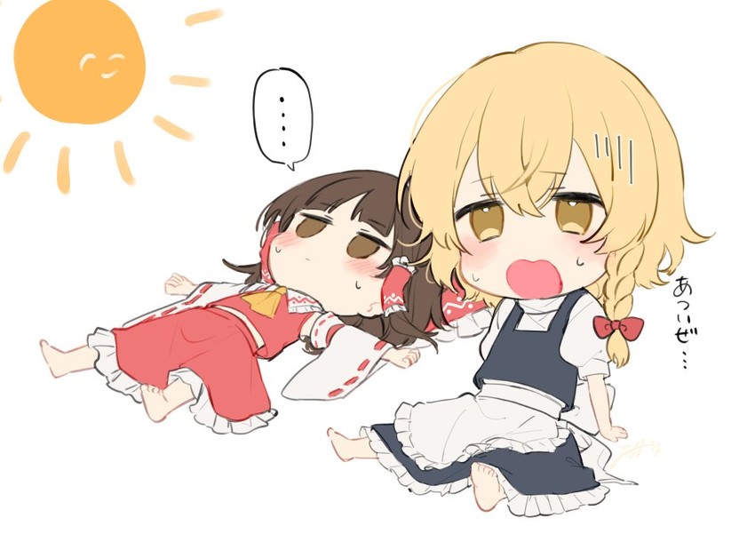 hakurei reimu and kirisame marisa (touhou) drawn by jill_07km