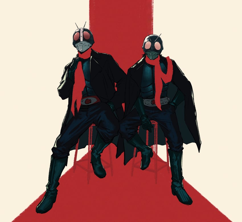 kamen rider 1 and kamen rider 2 (kamen rider and 1 more) drawn by hyde_(tabakko)