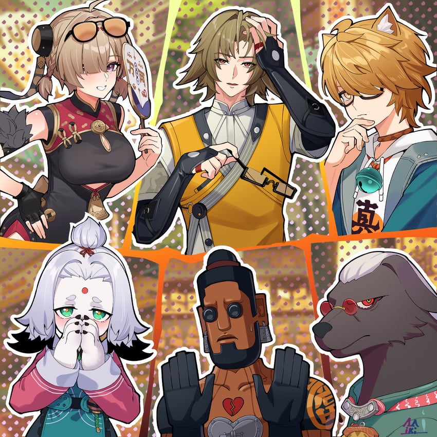sweety, ye shiyuan, ginger, cairn, a-shuo, and 1 more (zenless zone zero) drawn by mikiseriavoid
