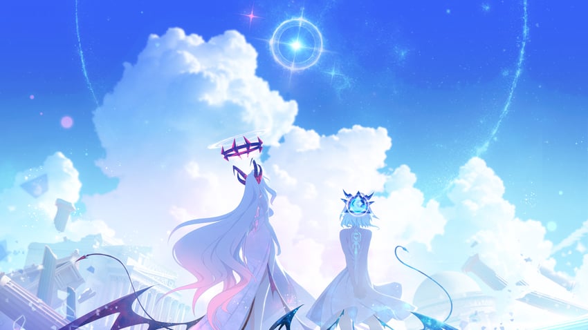 sun and luna (original and 1 more) drawn by treeplanting