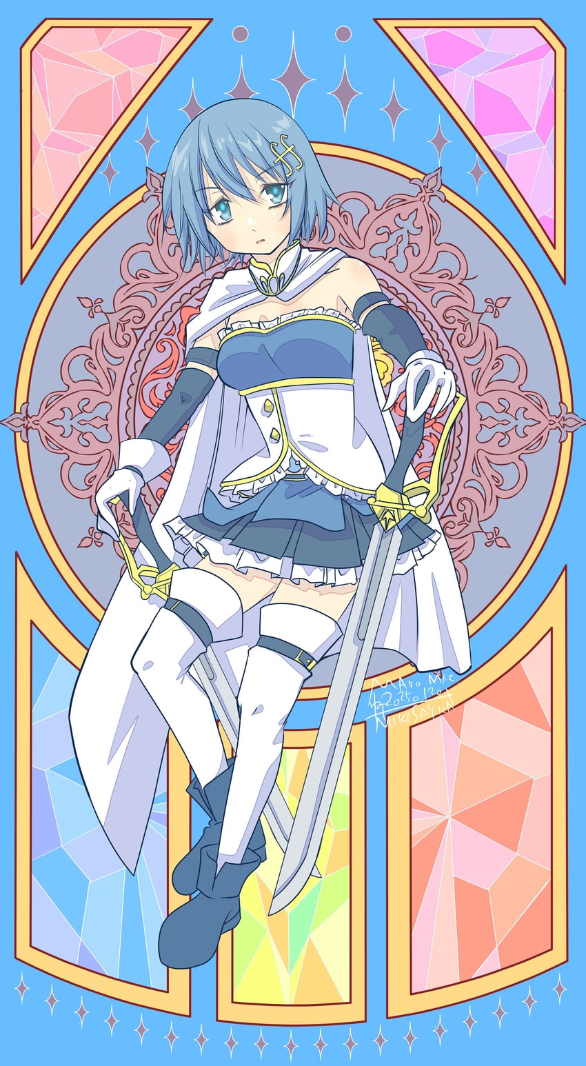 miki sayaka (mahou shoujo madoka magica) drawn by niji_papa