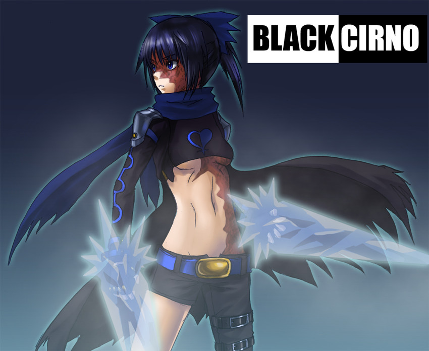cirno and black rock shooter (touhou and 1 more) drawn by chachami_ashu