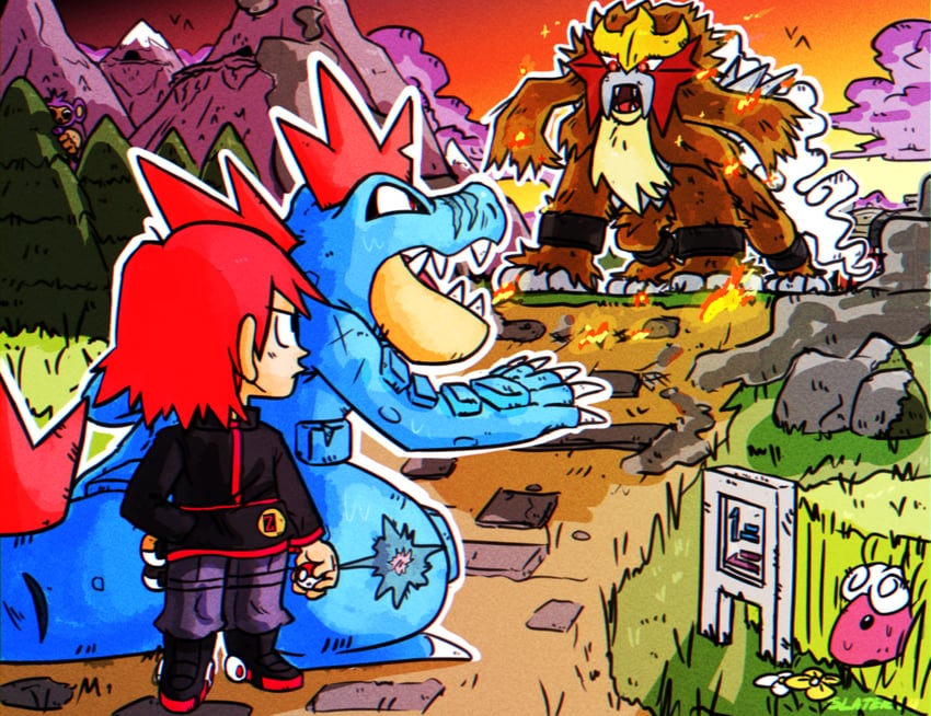 silver, feraligatr, aipom, entei, and flaaffy (pokemon and 1 more) drawn by megatonslater