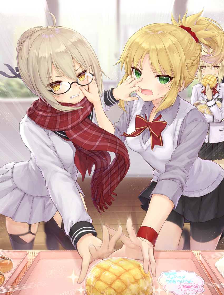 artoria pendragon, saber alter, mordred, and mysterious heroine x alter (fate and 1 more) drawn by mashutarou_(neko_no_oyashiro)