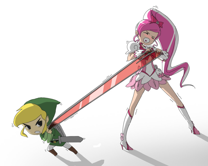 link, hanasaki tsubomi, and cure blossom (precure and 2 more) drawn by orz_(orz57)