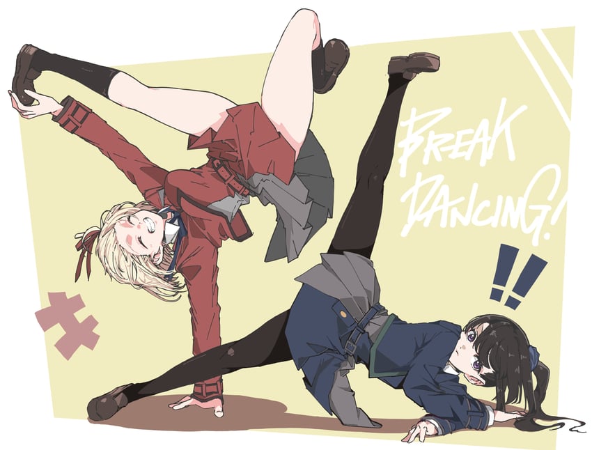 nishikigi chisato and inoue takina (lycoris recoil) drawn by panyatteria