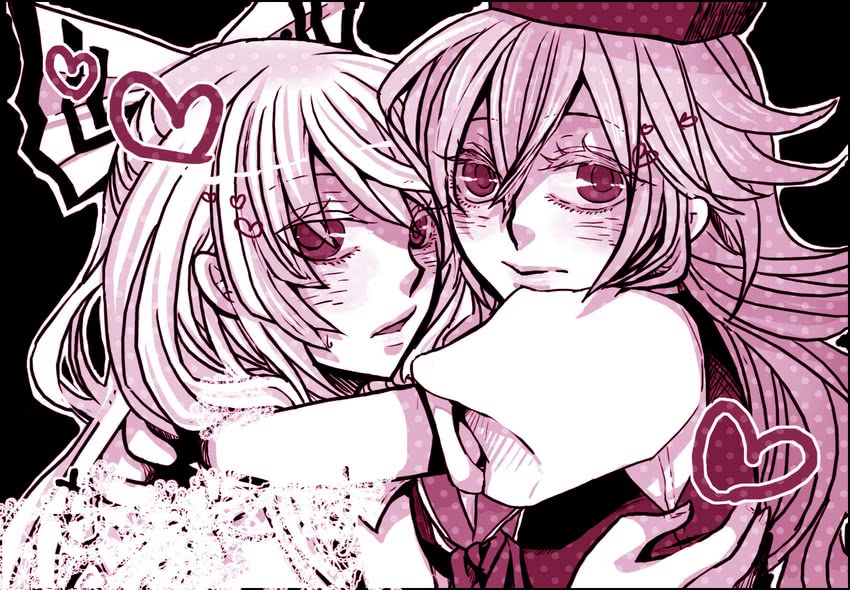 fujiwara no mokou and kamishirasawa keine (touhou) drawn by arou_(wc)