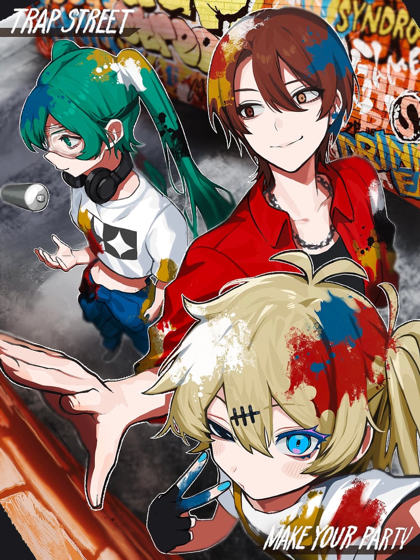 hatsune miku, meiko, and kasukabe tsumugi (vocaloid and 2 more) drawn by wawasuke