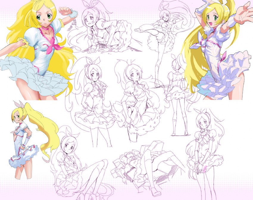 minamino kanade and cure rhythm (precure and 1 more) drawn by makacoon