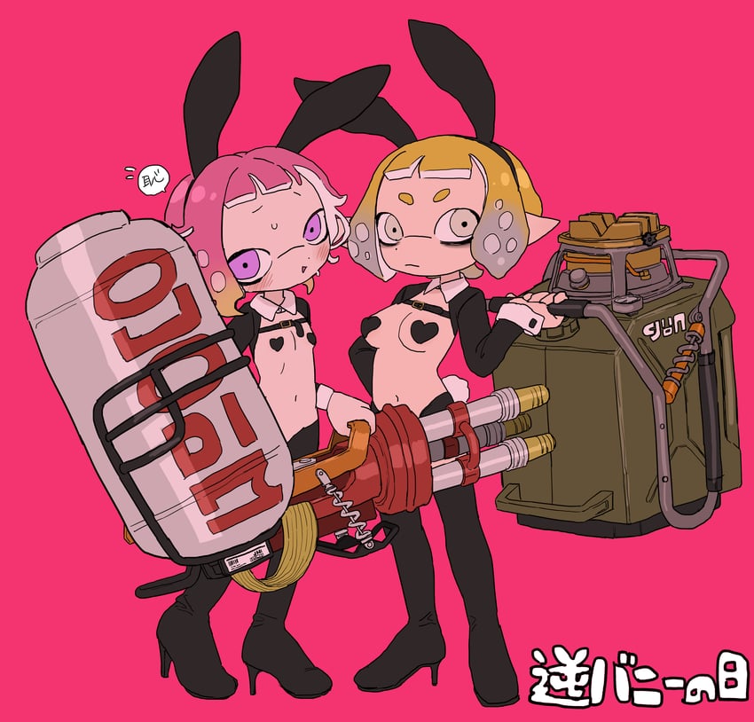 inkling player character, inkling girl, and sumomo (splatoon) drawn by ikuta_semi