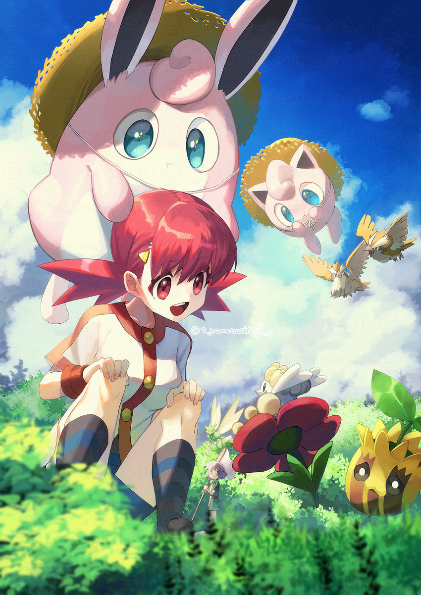 jigglypuff, whitney, pidgey, wigglytuff, bugsy, and 3 more (pokemon and 1 more) drawn by yamanashi_taiki