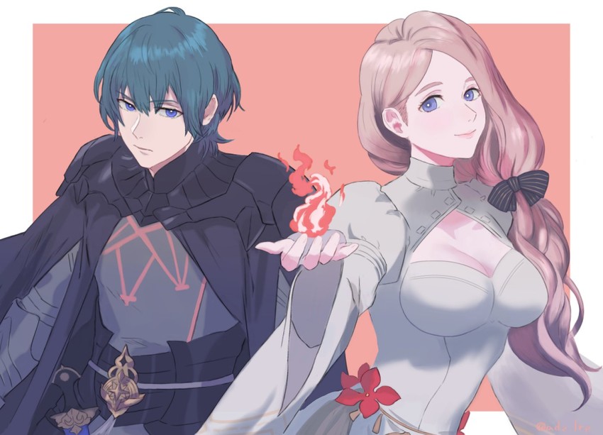 male byleth and mercedes von martritz (fire emblem and 1 more) drawn by adz_lrp