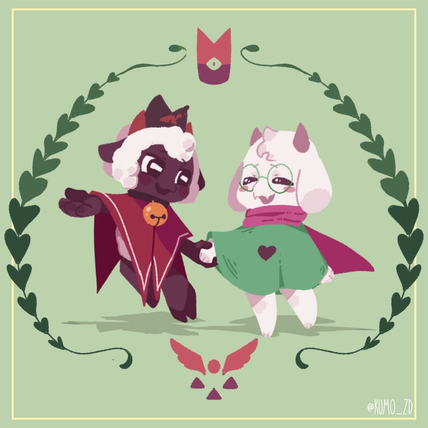ralsei, the lamb, and red crown (deltarune and 1 more) drawn by kumo_zd