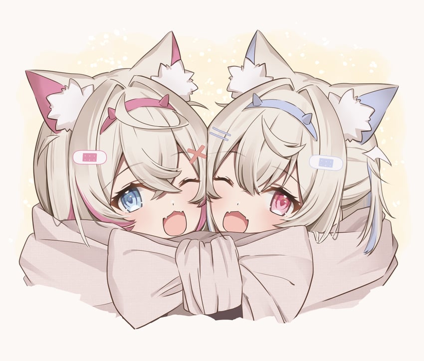 fuwawa abyssgard and mococo abyssgard (hololive and 1 more) drawn by annin_oekaki