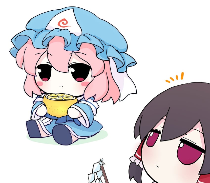 hakurei reimu and saigyouji yuyuko (touhou) drawn by azuma_meri