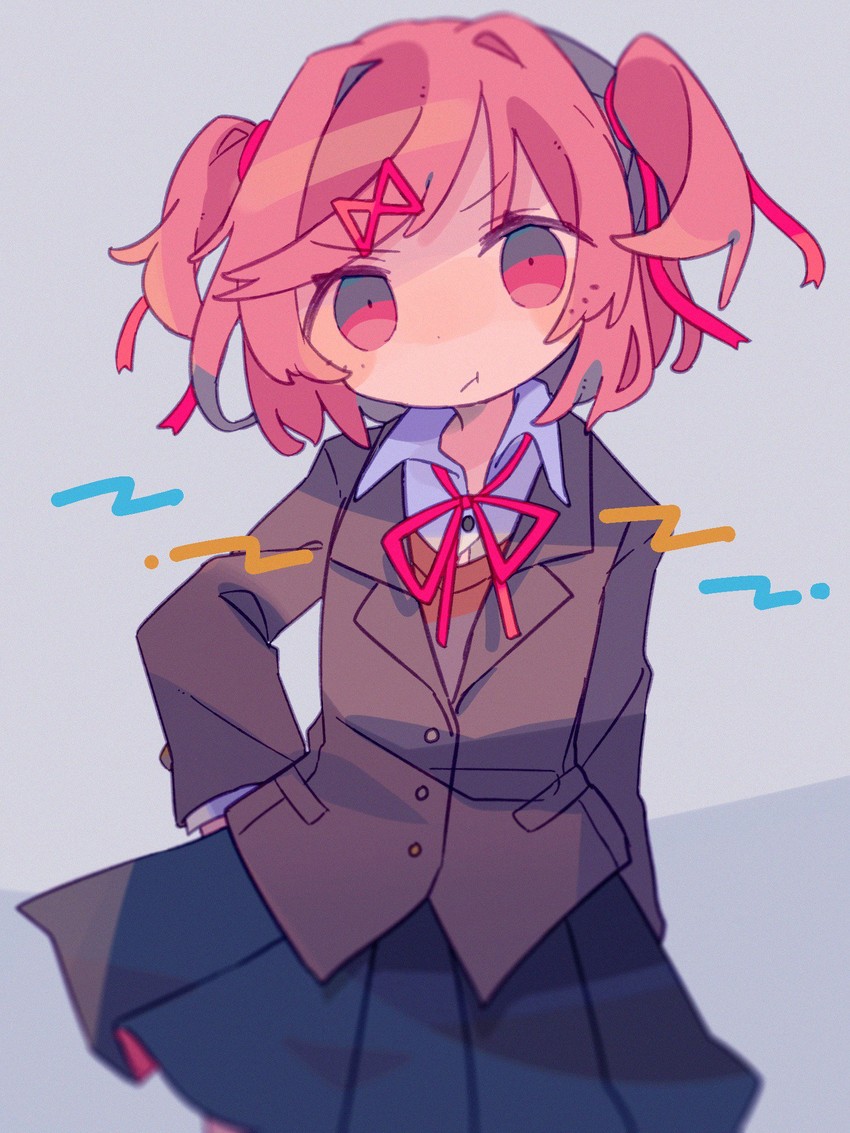 natsuki (doki doki literature club) drawn by daizu_(melon-lemon)