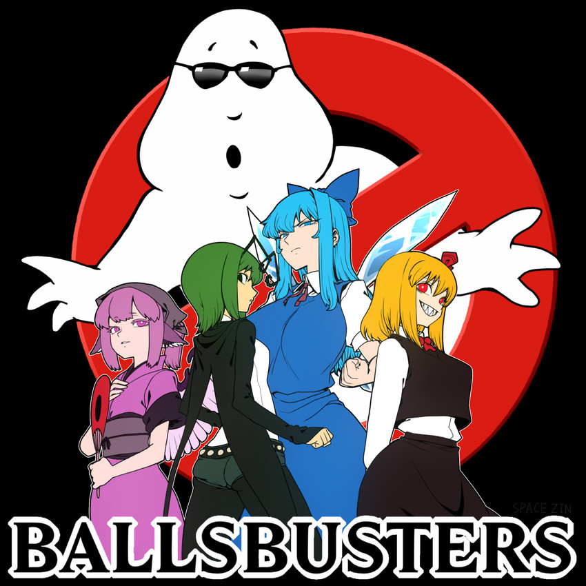 cirno, rumia, mystia lorelei, wriggle nightbug, and okamisty (touhou and 1 more) drawn by spacezin