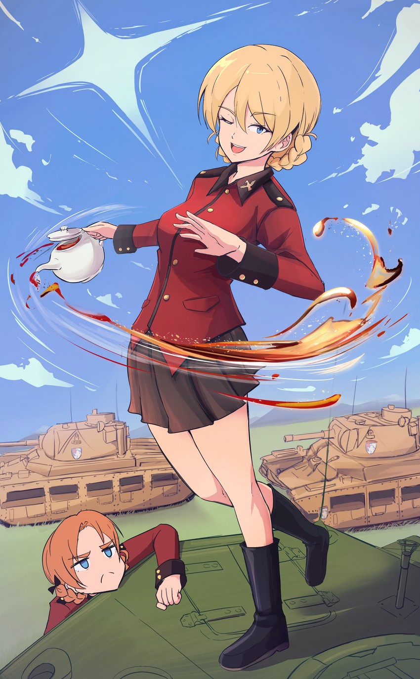 darjeeling and orange pekoe (girls und panzer) drawn by nico_jiang