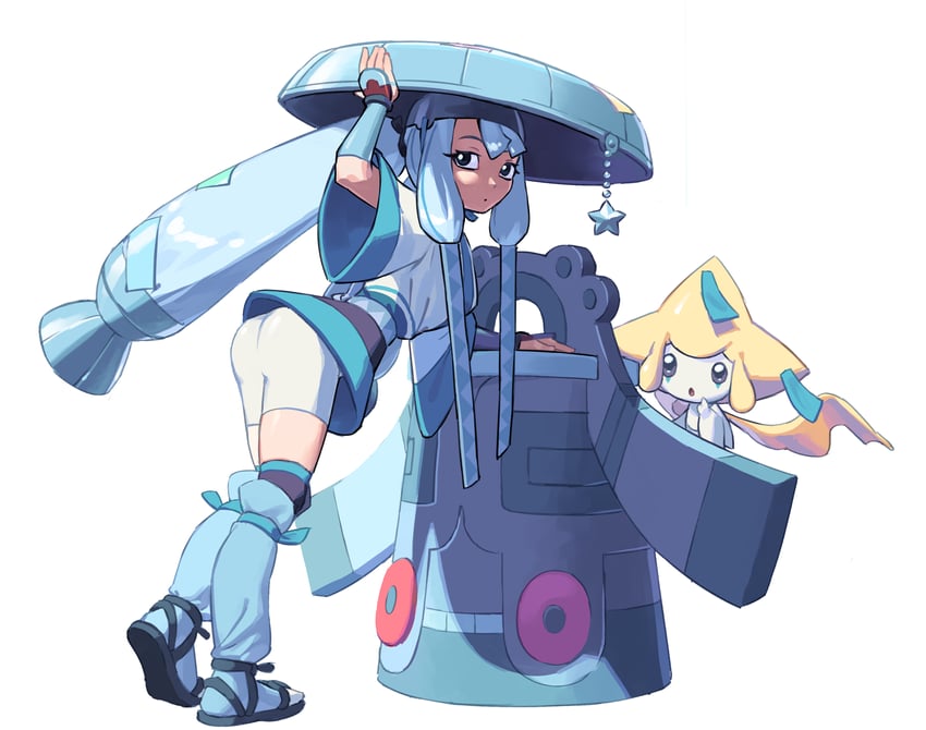 hatsune miku, jirachi, bronzong, and steel miku (pokemon and 2 more) drawn by orisghost