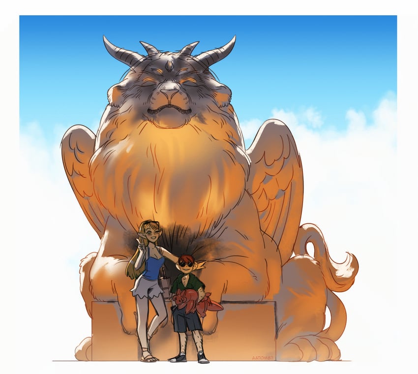 marcille donato, chilchuck tims, and winged lion (dungeon meshi) drawn by aatom87