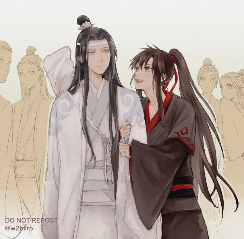 wei wuxian and lan wangji (modao zushi) drawn by w2biiro