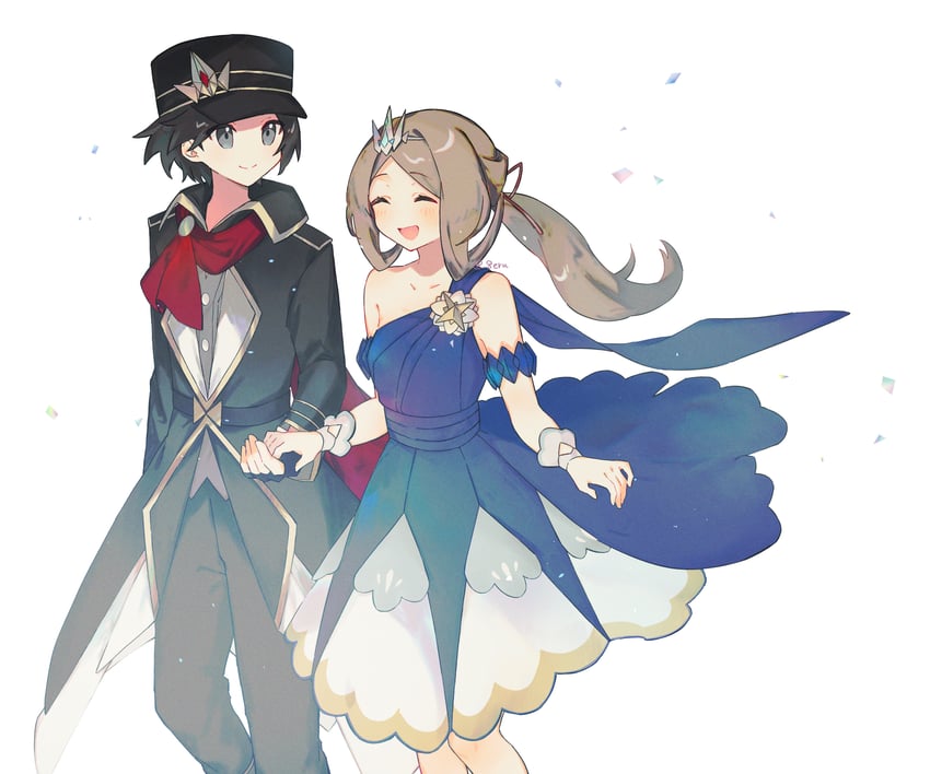 serena and calem (pokemon and 1 more) drawn by erua_(_8eru)