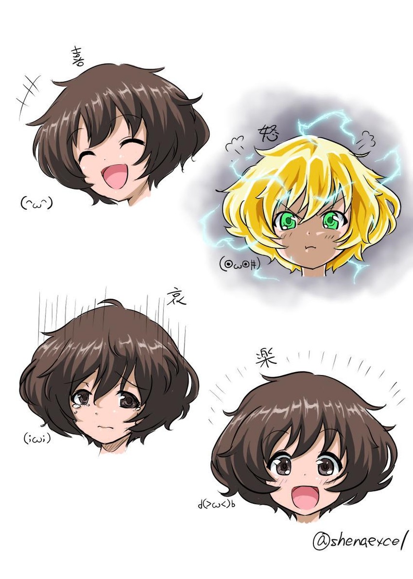 akiyama yukari (girls und panzer and 2 more) drawn by kamishima_kanon and shiina_excel