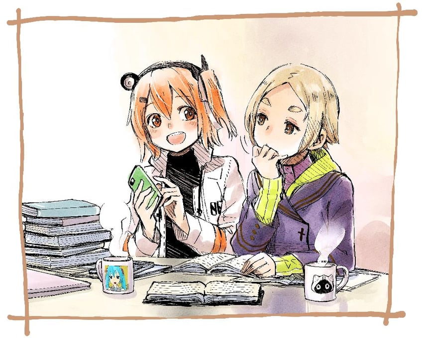 hatsune miku, adachi rei, neumafu, and mujika (vocaloid and 2 more) drawn by maki_(nasulily)