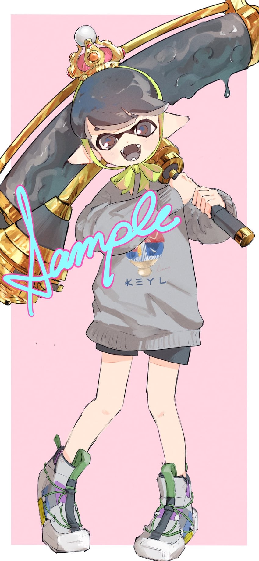 inkling player character and inkling girl (splatoon and 1 more) drawn by pppmepl