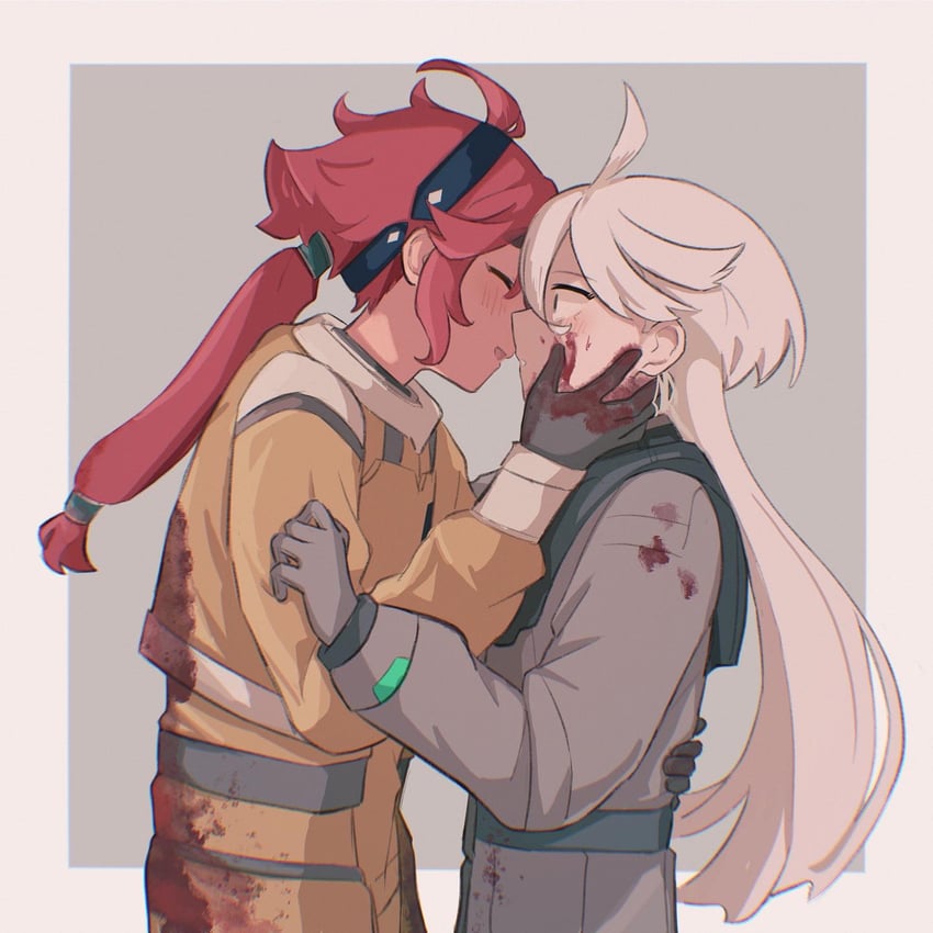 suletta mercury and miorine rembran (gundam and 1 more) drawn by masaru_(kises_j)