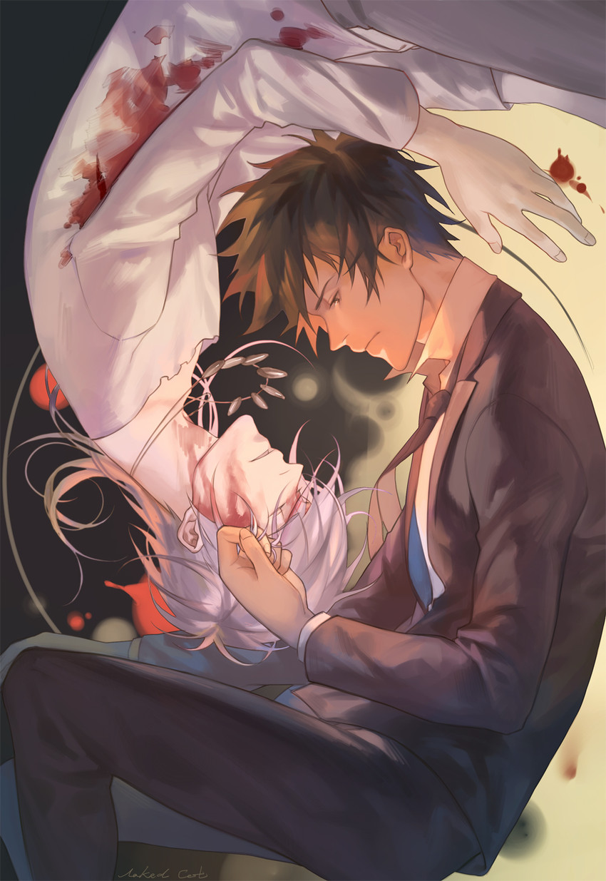 kougami shin'ya and makishima shougo (psycho-pass) drawn by naked_cat