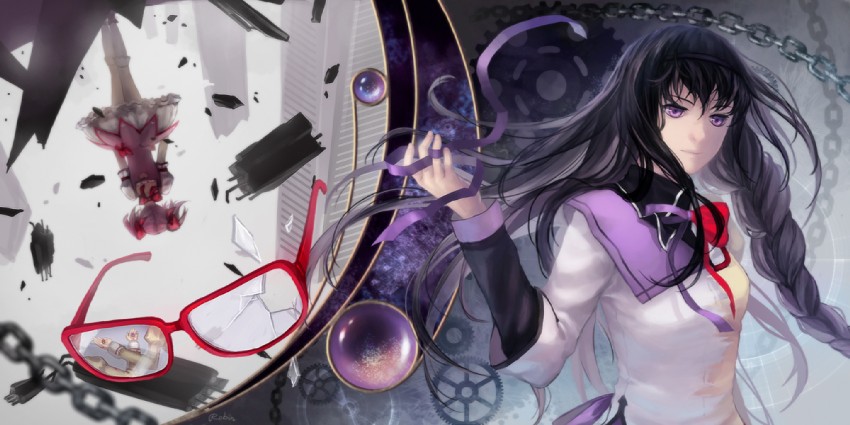 akemi homura and kaname madoka (mahou shoujo madoka magica) drawn by robinexile