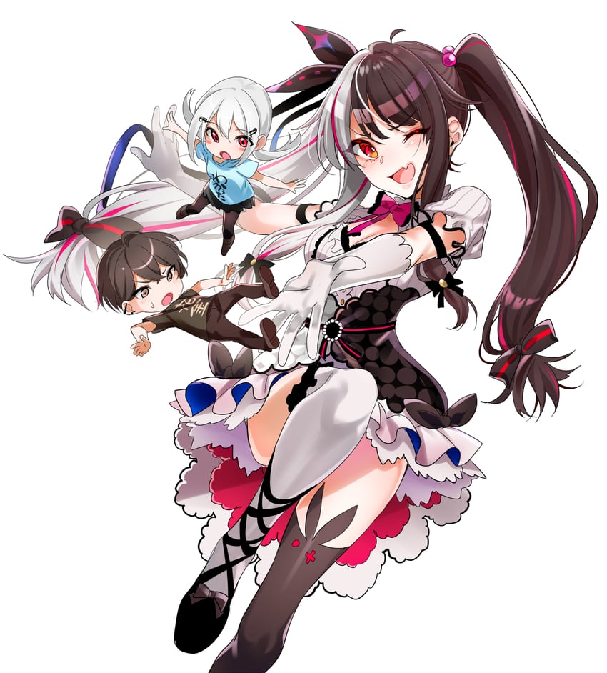 yorumi rena, hakase fuyuki, and kagami hayato (nijisanji) drawn by gel_(nukoleg)