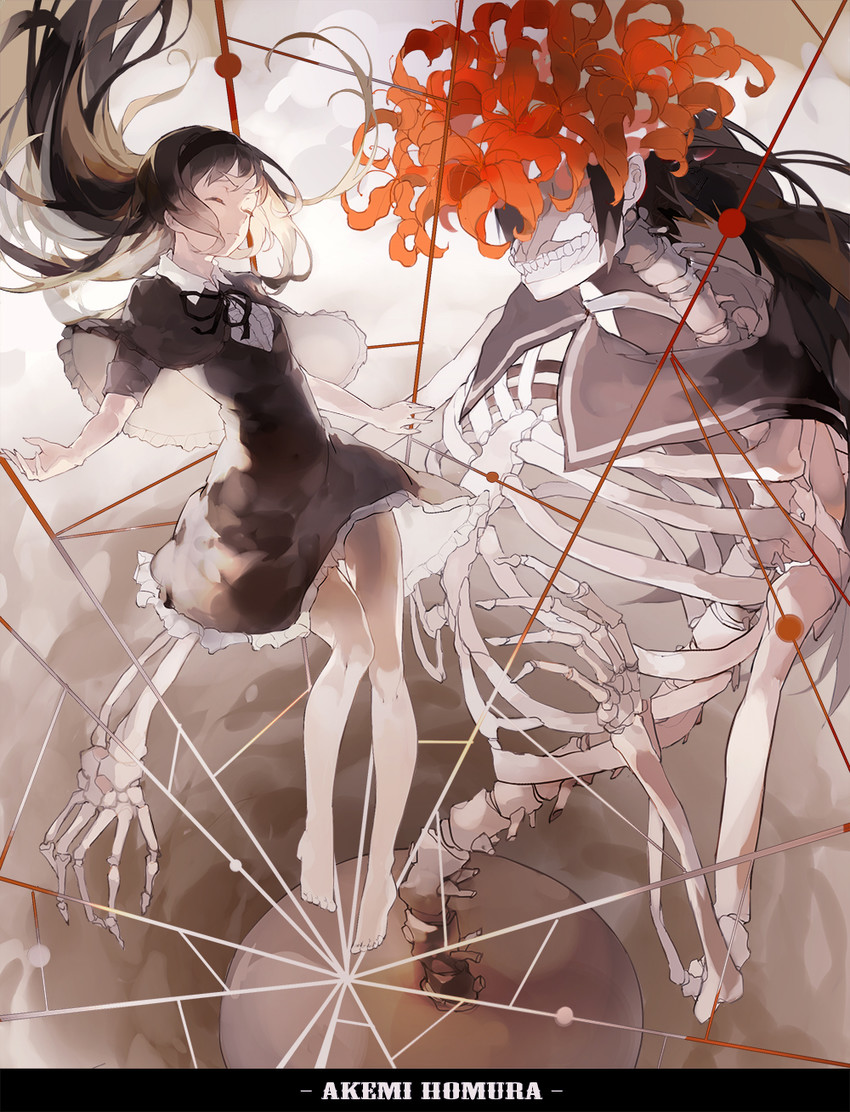 akemi homura and homulilly (mahou shoujo madoka magica and 1 more) drawn by nine_(liuyuhao1992)