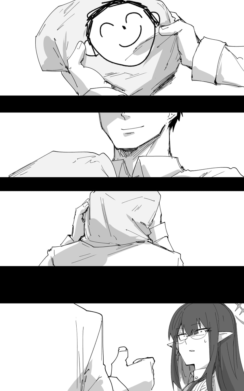 sensei, doodle sensei, and rin (blue archive) drawn by kankan33333