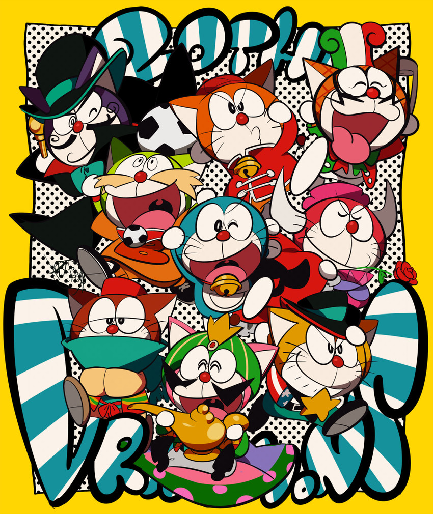 doraemon, dora-rinho, dora-the-kid, wang dora, dora-nichov, and 3 more (doraemon and 1 more) drawn by sameyama_jiro
