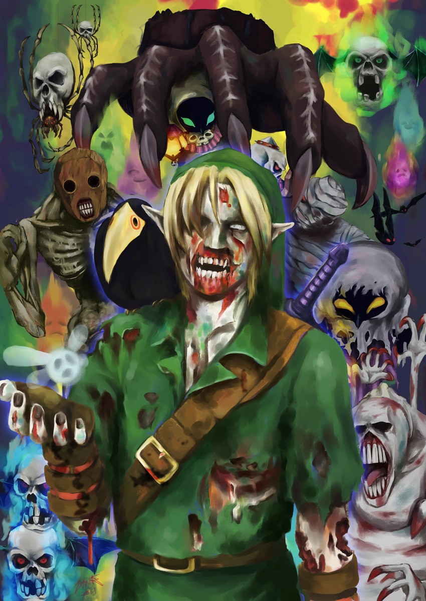 link, navi, redead, keese, stalfos, and 11 more (the legend of zelda and 1 more) drawn by laura_metal_warrior