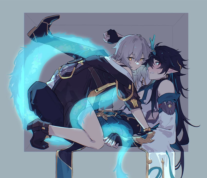 trailblazer, stelle, and dan heng (honkai and 1 more) drawn by mao_(expuella)