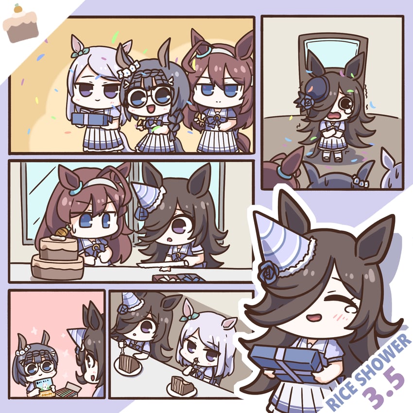 rice shower, mejiro mcqueen, mihono bourbon, and zenno rob roy (umamusume) drawn by forgemod1oader