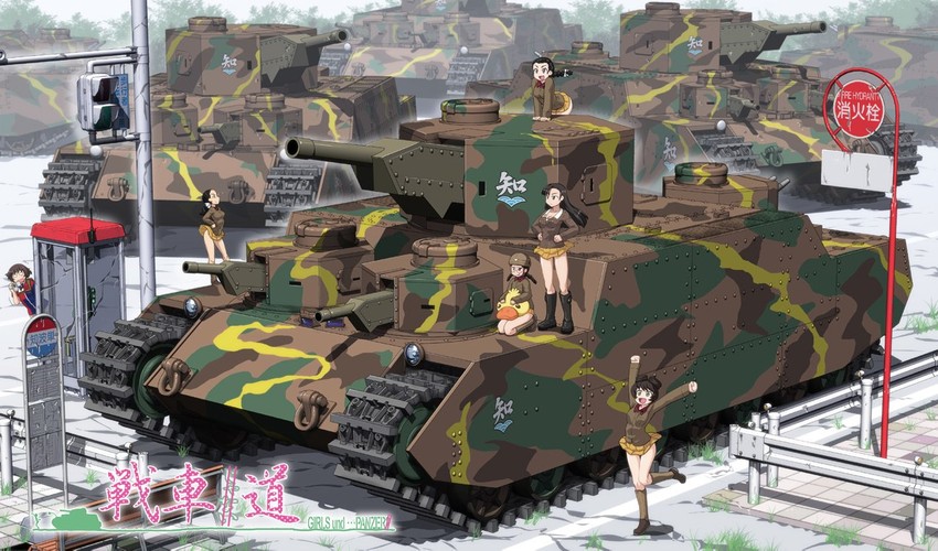 akiyama yukari, nishi kinuyo, fukuda haru, hosomi shizuko, tamada tamaki, and 1 more (girls und panzer) drawn by hase_yu