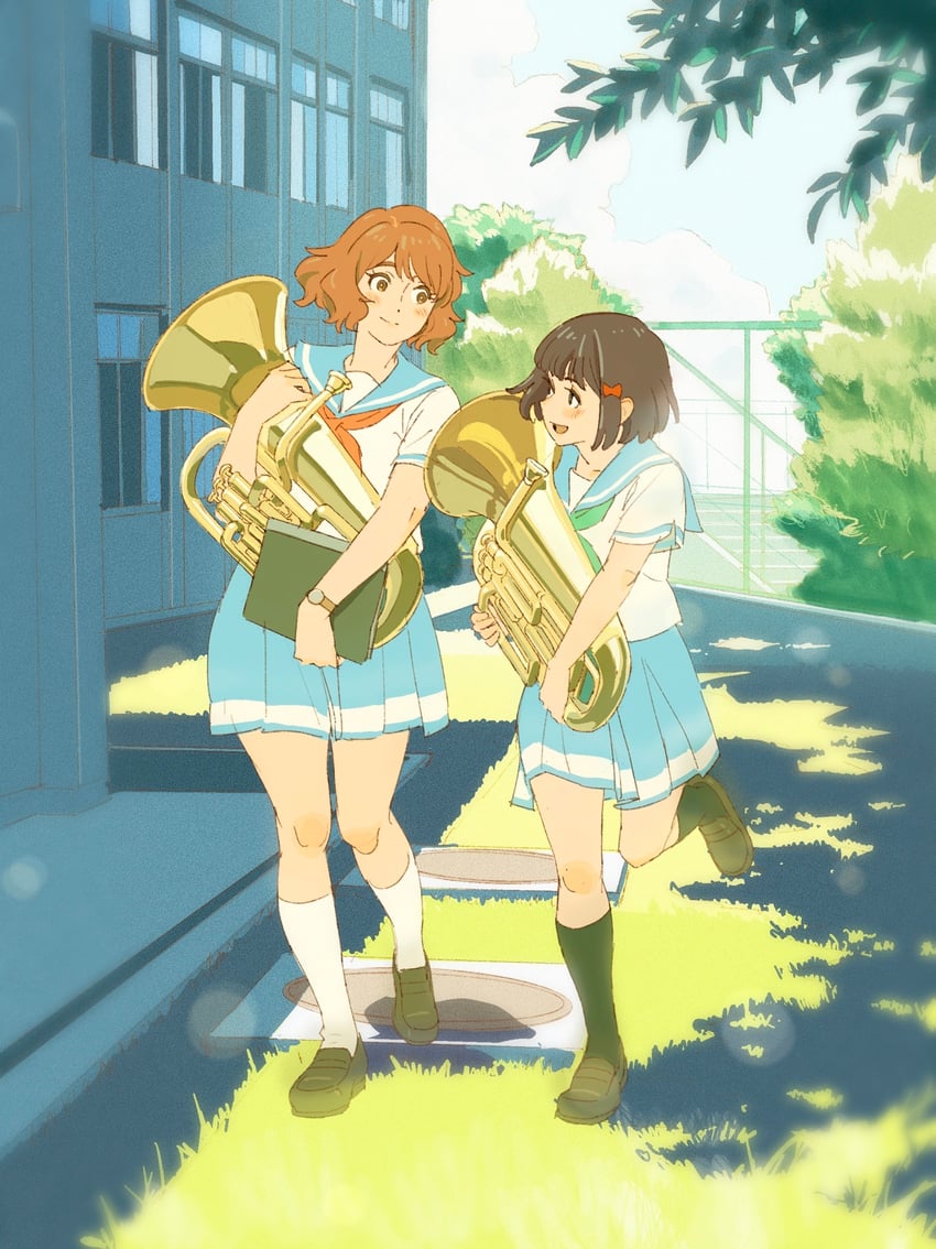 oumae kumiko and hisaishi kanade (hibike! euphonium) drawn by 55bata6rou