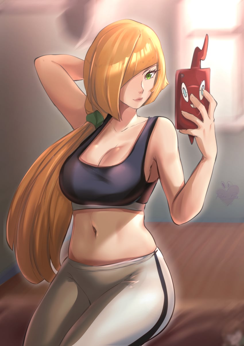 rotom, rotom phone, and lusamine (pokemon and 1 more) drawn by rinku_bny